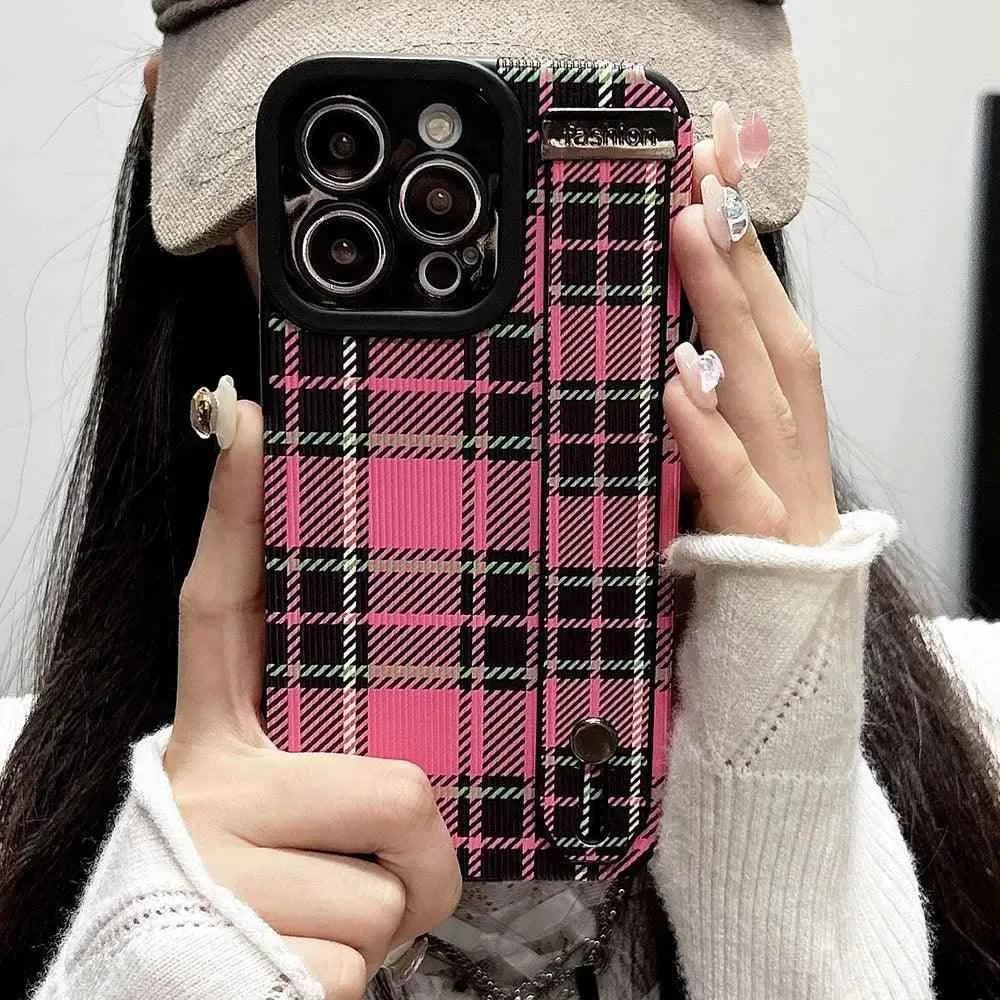 SCCPC211 Cute Phone Case For iPhone 15, 14, 11, 12, 13 Pro Max, XR, XS Max, 8, 7 Plus, and SE - Grid Lattice Pattern