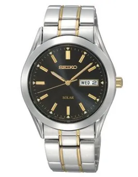 Seiko Solar Mens - Black Dial - Two-Tone - 10 Month Power Reserve - Day-Date