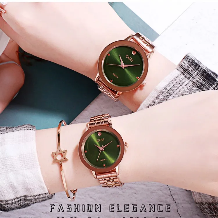 Simple Dial Steel Strap Couple Watch Women's Watch