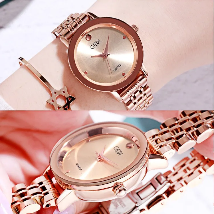 Simple Dial Steel Strap Couple Watch Women's Watch