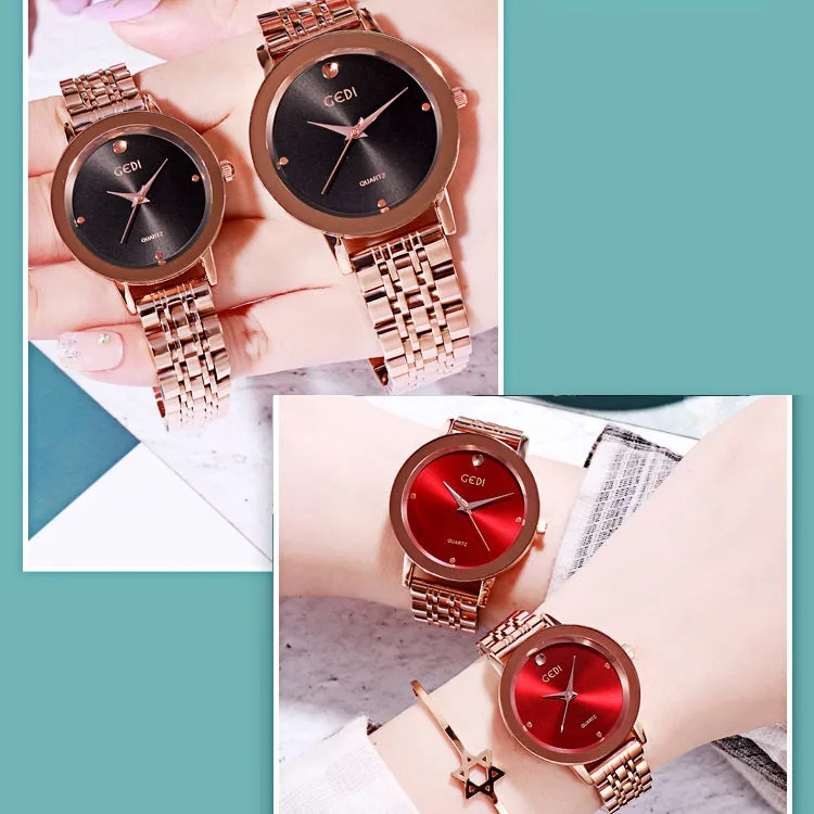 Simple Dial Steel Strap Couple Watch Women's Watch