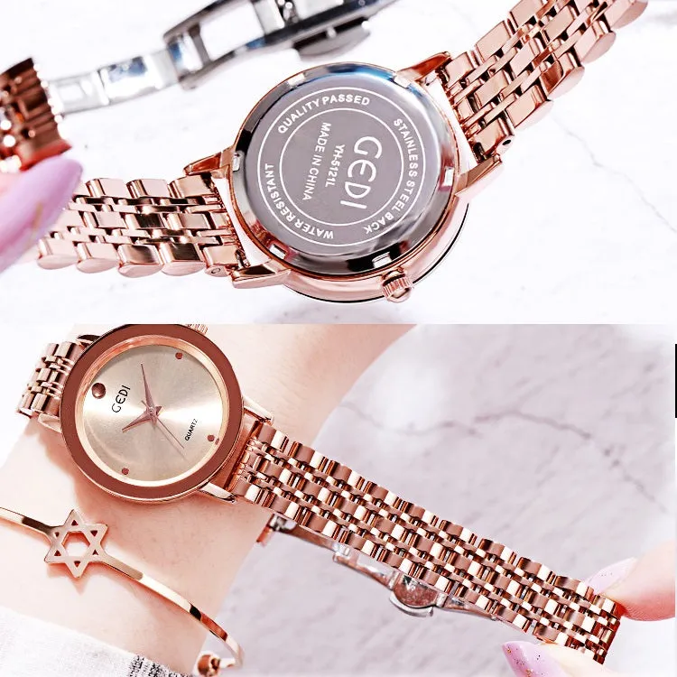 Simple Dial Steel Strap Couple Watch Women's Watch