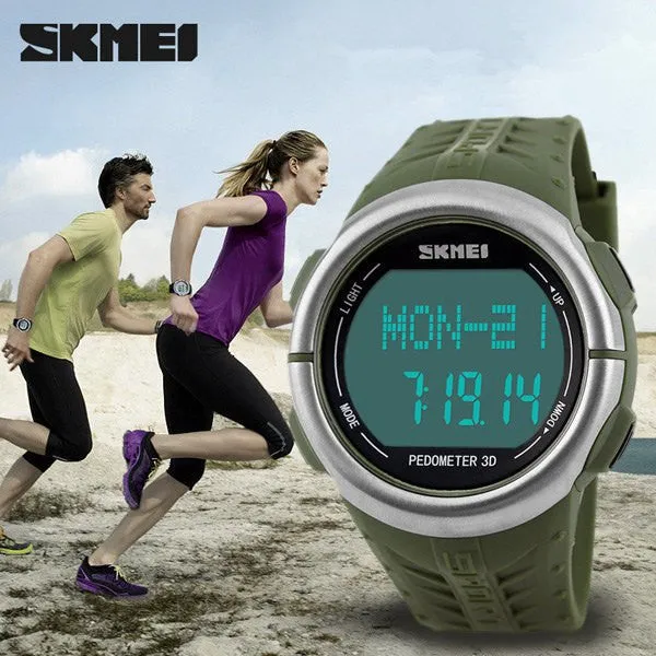 SKMEI Heart Rate Monitor Pedometer Sports Watches 50M Waterproof Outdoor Digital Men Women Calorie Counter