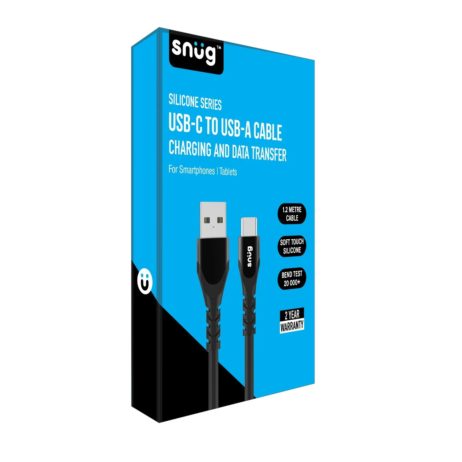 Snug USB To Type-C Silicone Cable - 1.2 Meter - Black (SNPW-CABSLUT-BK)