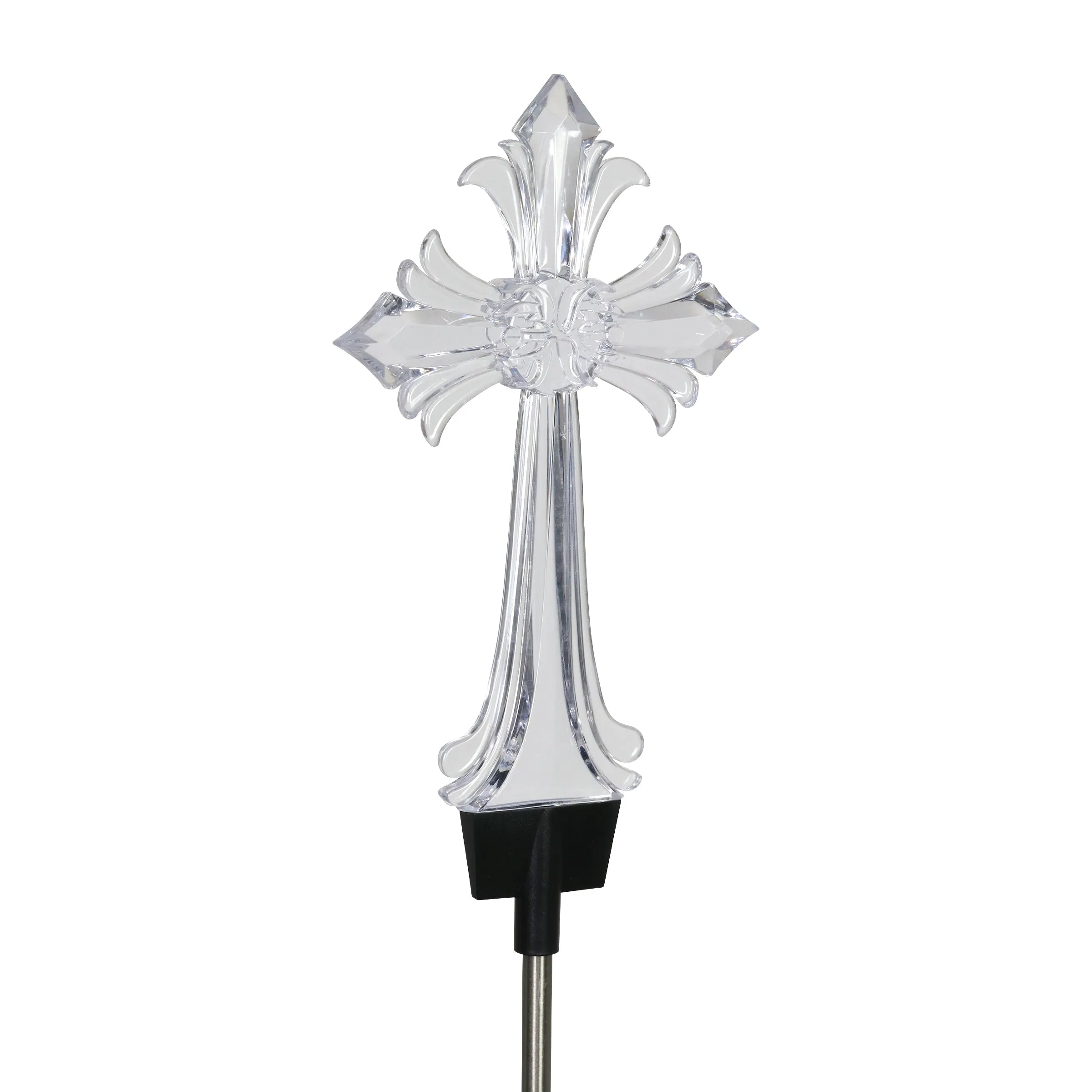 Solar Acrylic Color Changing Cross Garden Stake, 6 by 35 Inches