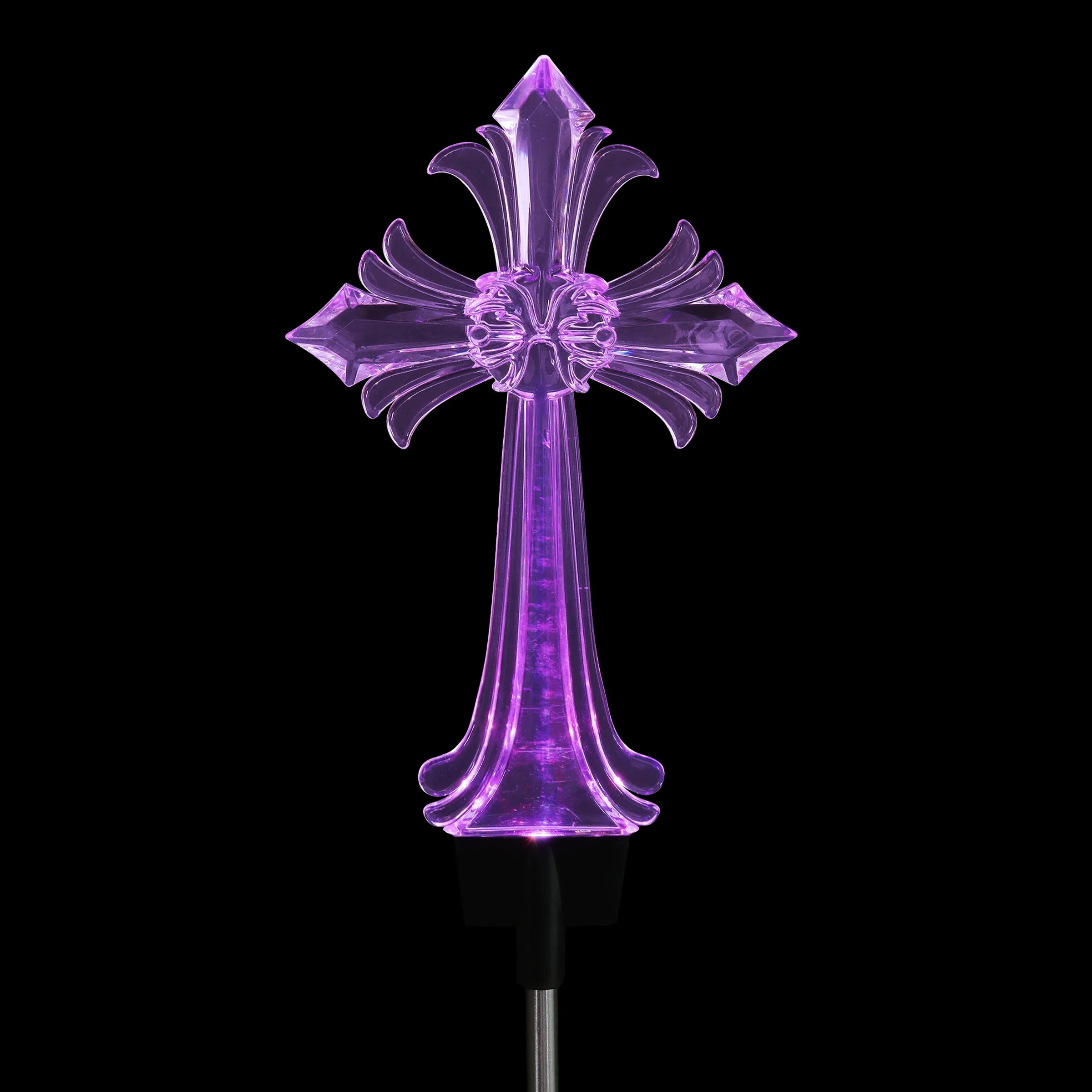 Solar Acrylic Color Changing Cross Garden Stake, 6 by 35 Inches