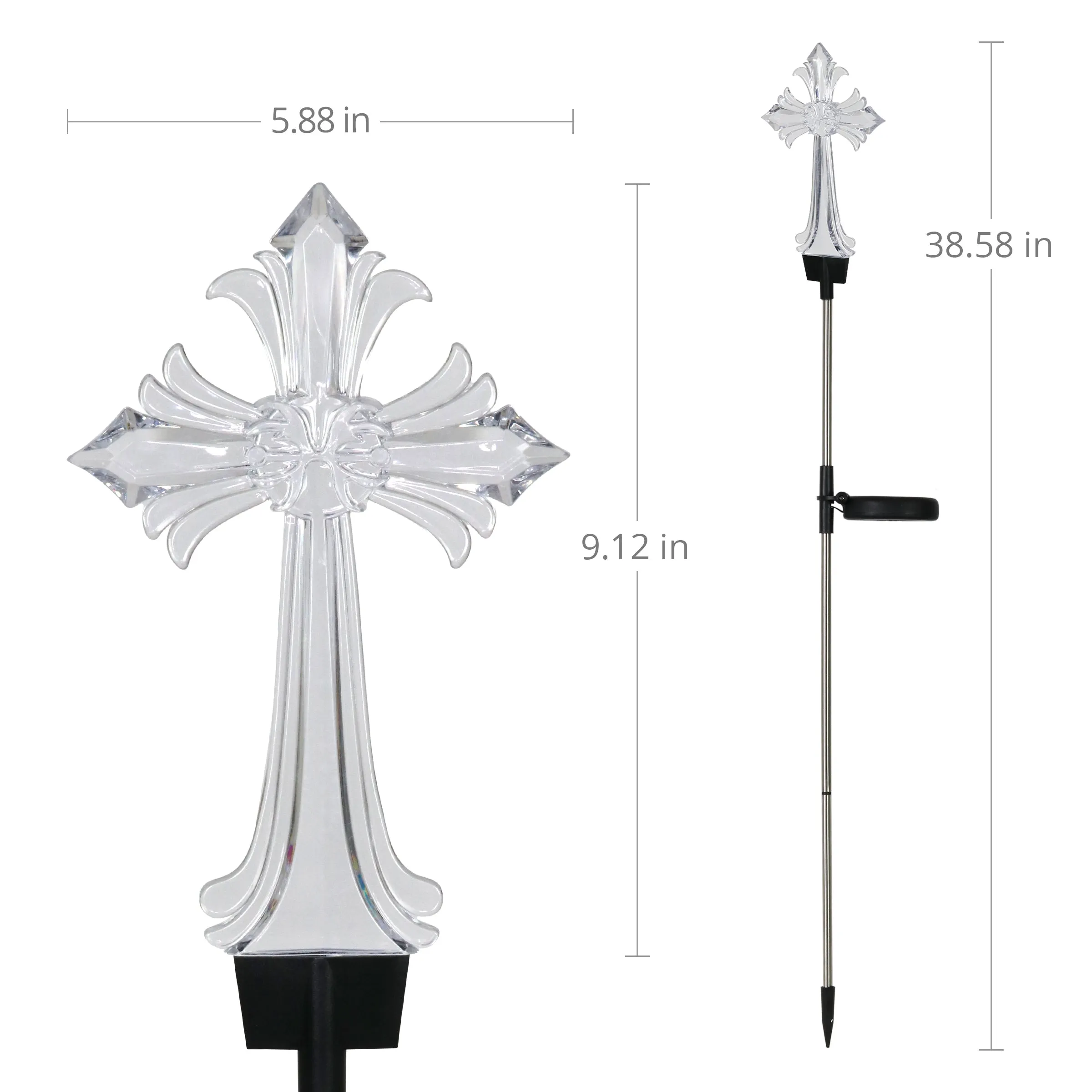 Solar Acrylic Color Changing Cross Garden Stake, 6 by 35 Inches