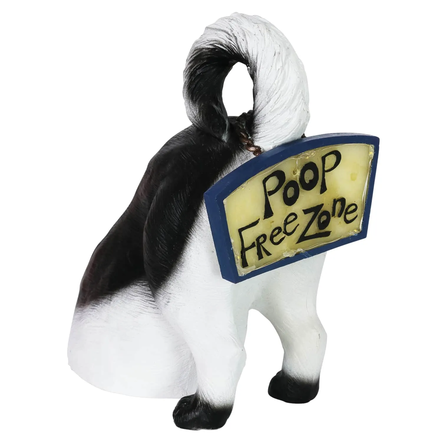 Solar Poop Free Zone Black and White Dog Statue, 10 Inch