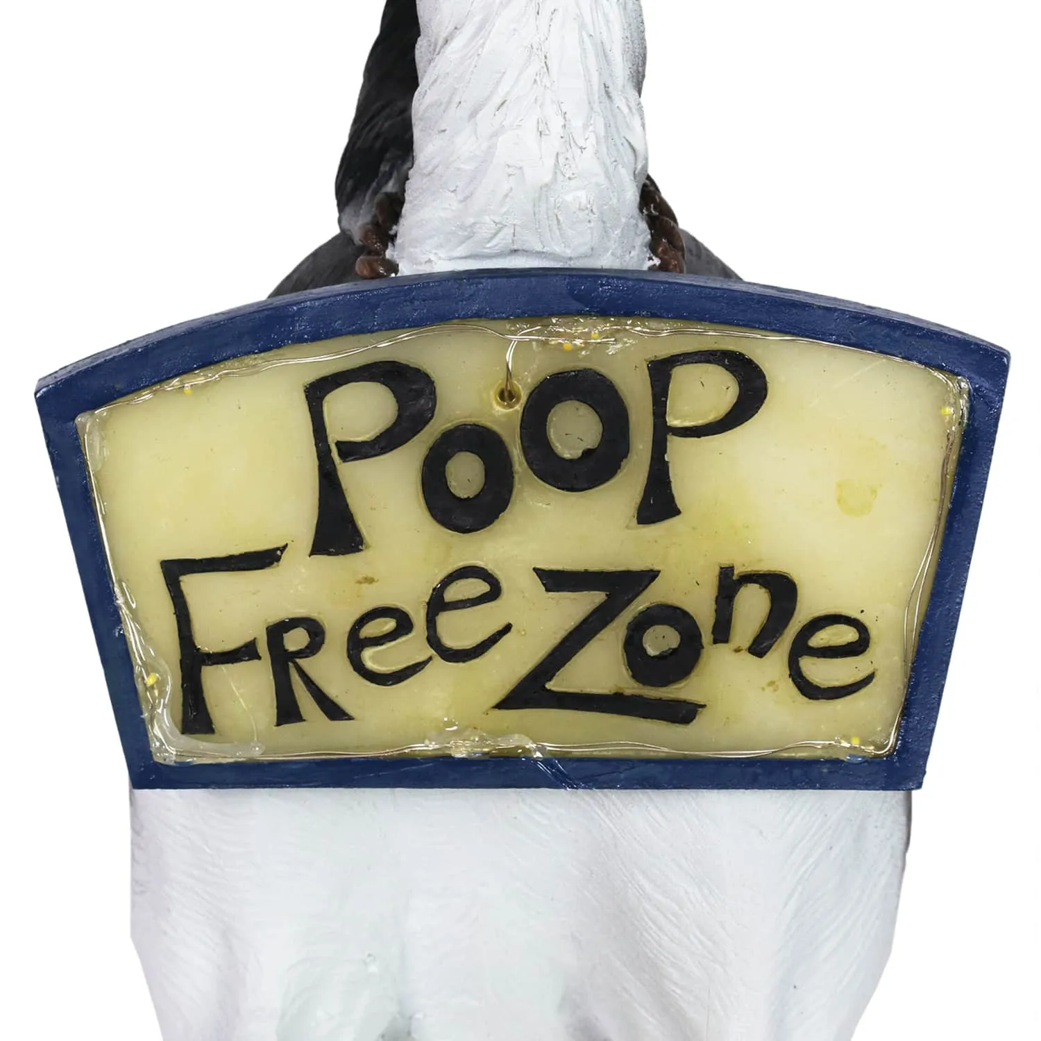 Solar Poop Free Zone Black and White Dog Statue, 10 Inch