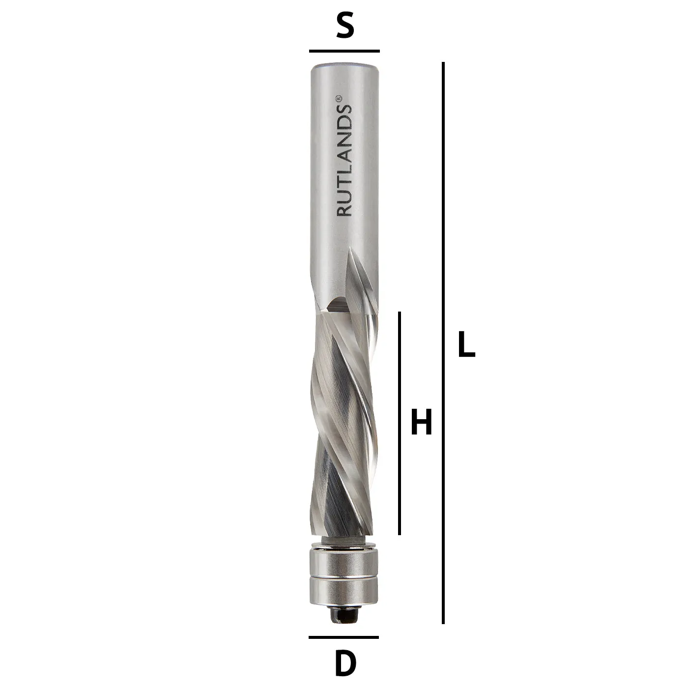 Solid Carbide Router Bit - Spiral Down Cut 2 Flute with 2 Bearings