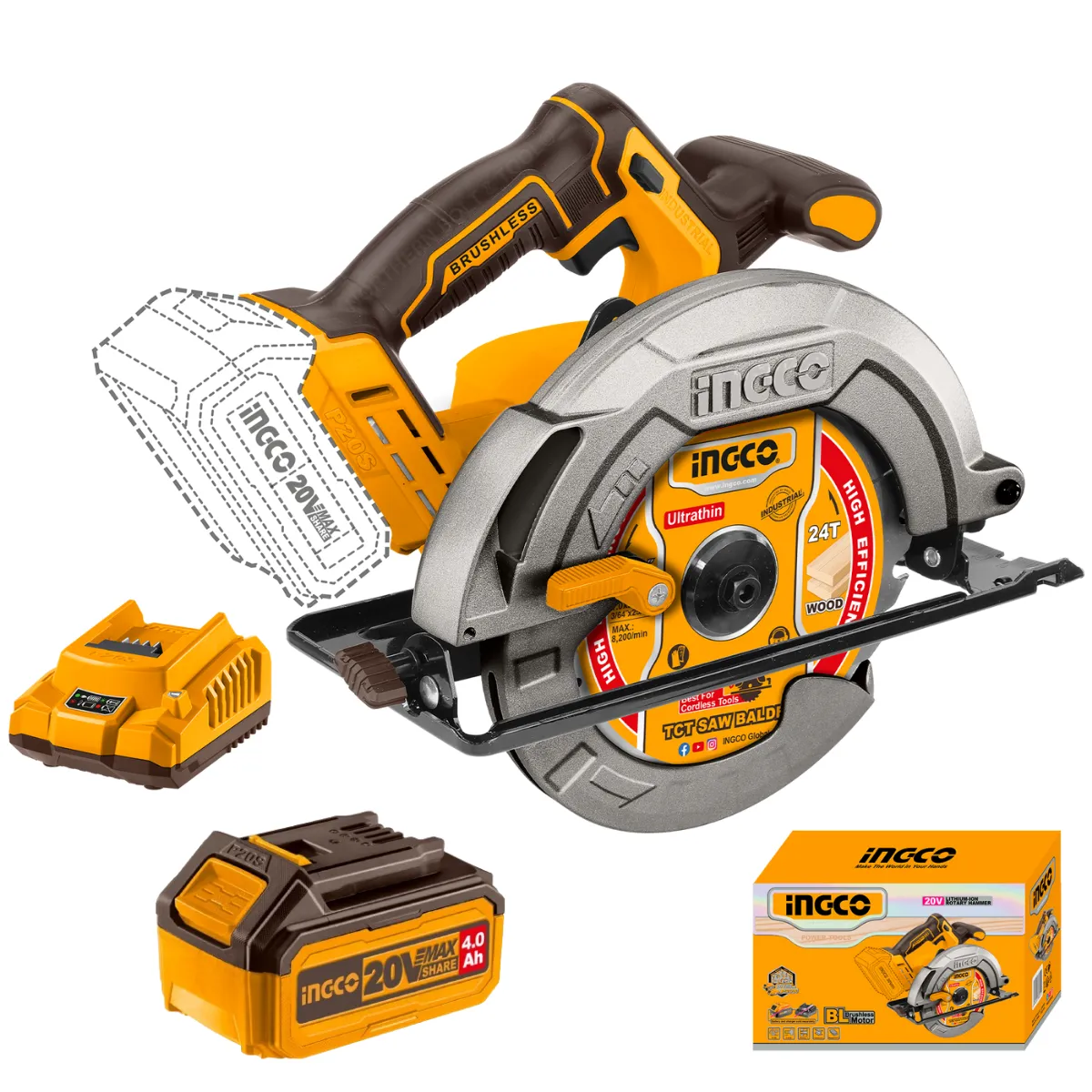 Special - Ingco Cordless Circular Saw Brushless 185mm 20V Kit