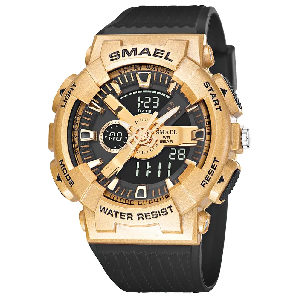 Sport Watches Waterproof SMAEL New Watch For Men Crystal Watchband Stopwatch Shockproof Alarm Clock Male 8006 Quartz Wristwatch