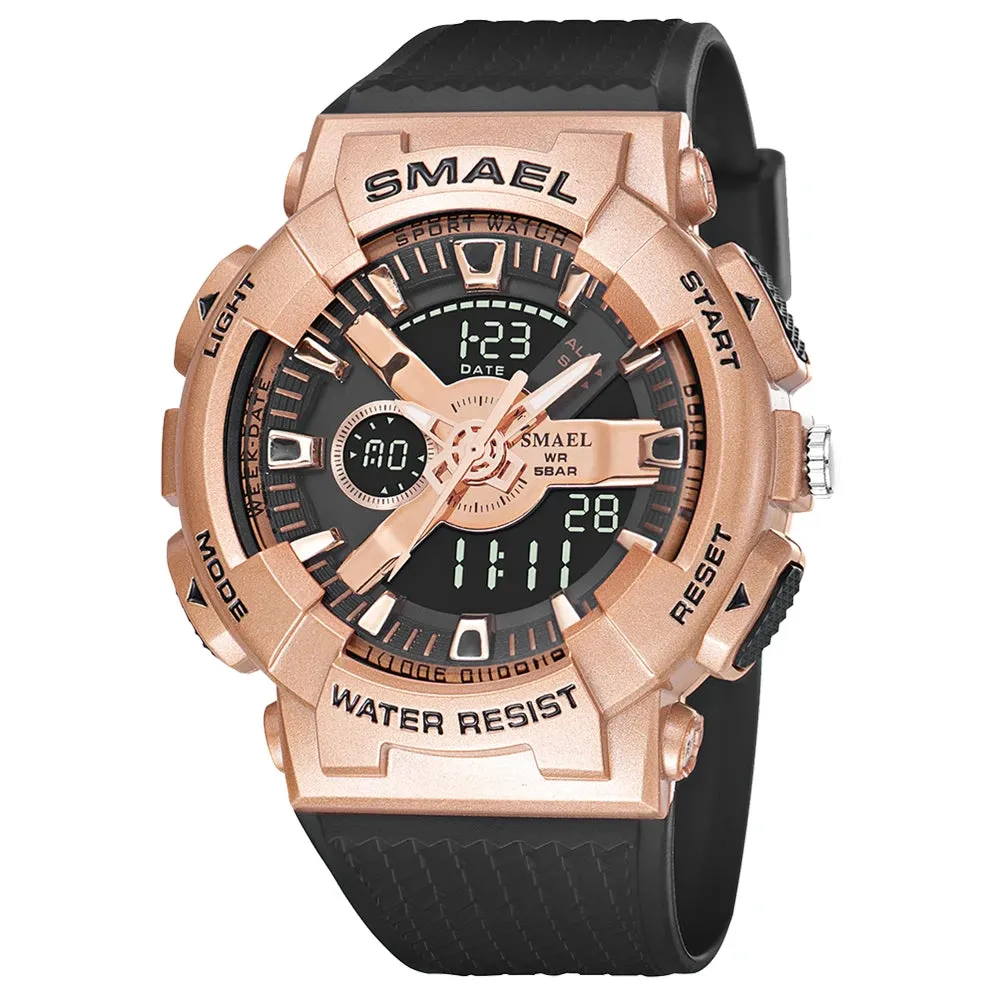 Sport Watches Waterproof SMAEL New Watch For Men Crystal Watchband Stopwatch Shockproof Alarm Clock Male 8006 Quartz Wristwatch