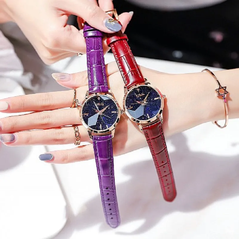 Starry Chassis Leather Strap Women's Watch