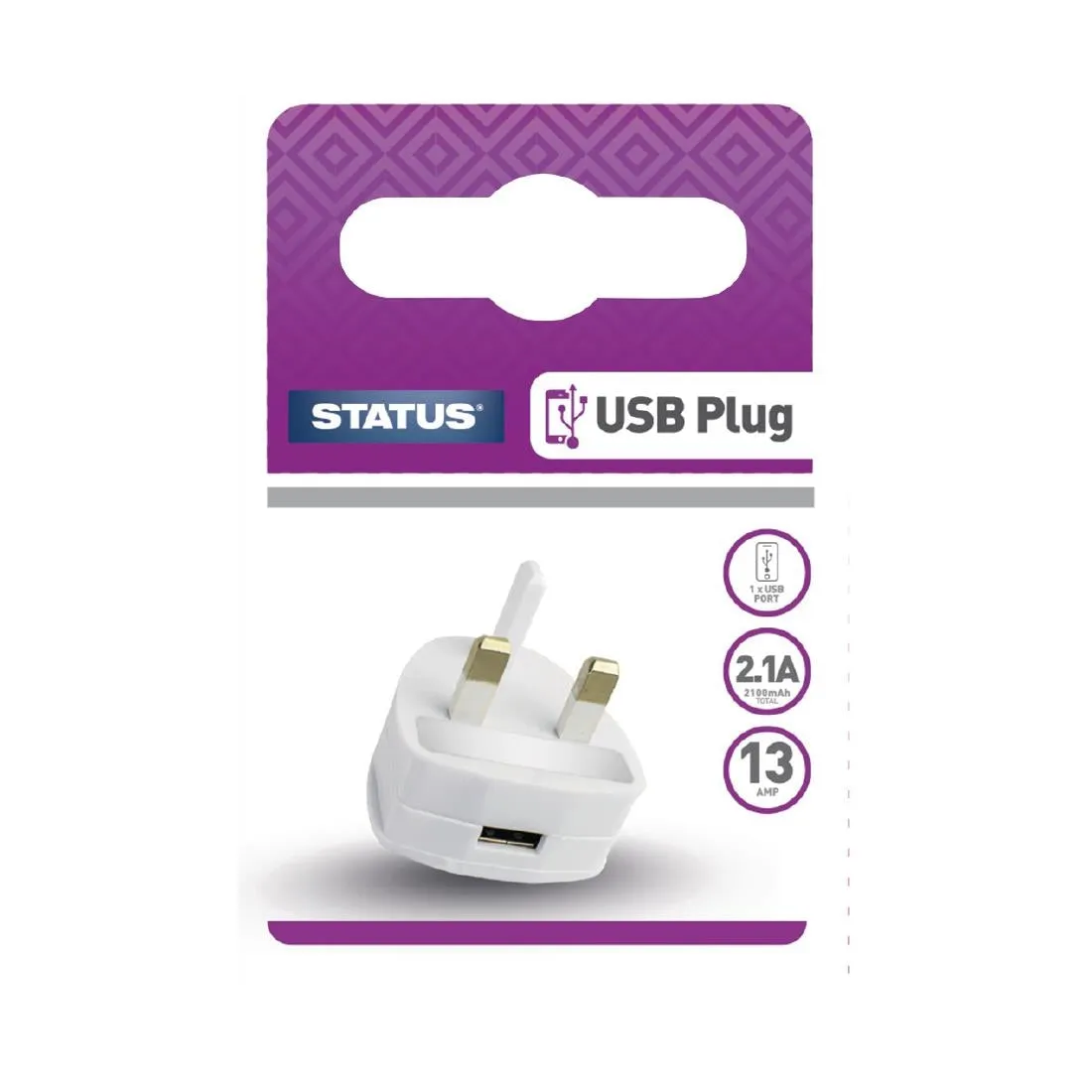 Status 1 Port USB Power Adapter White - DZ477