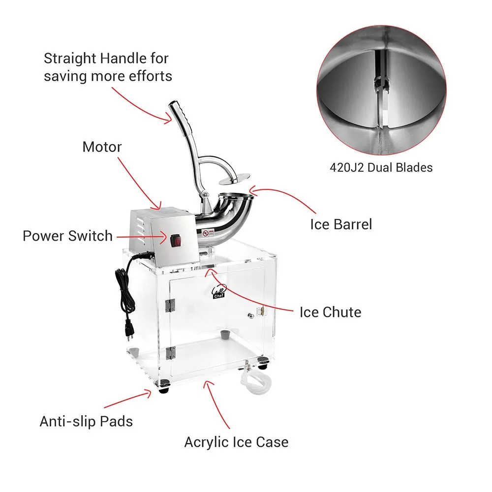 TheLAShop Fluffy Snow Cone Machine Shaved Ice Maker Acrylic Box