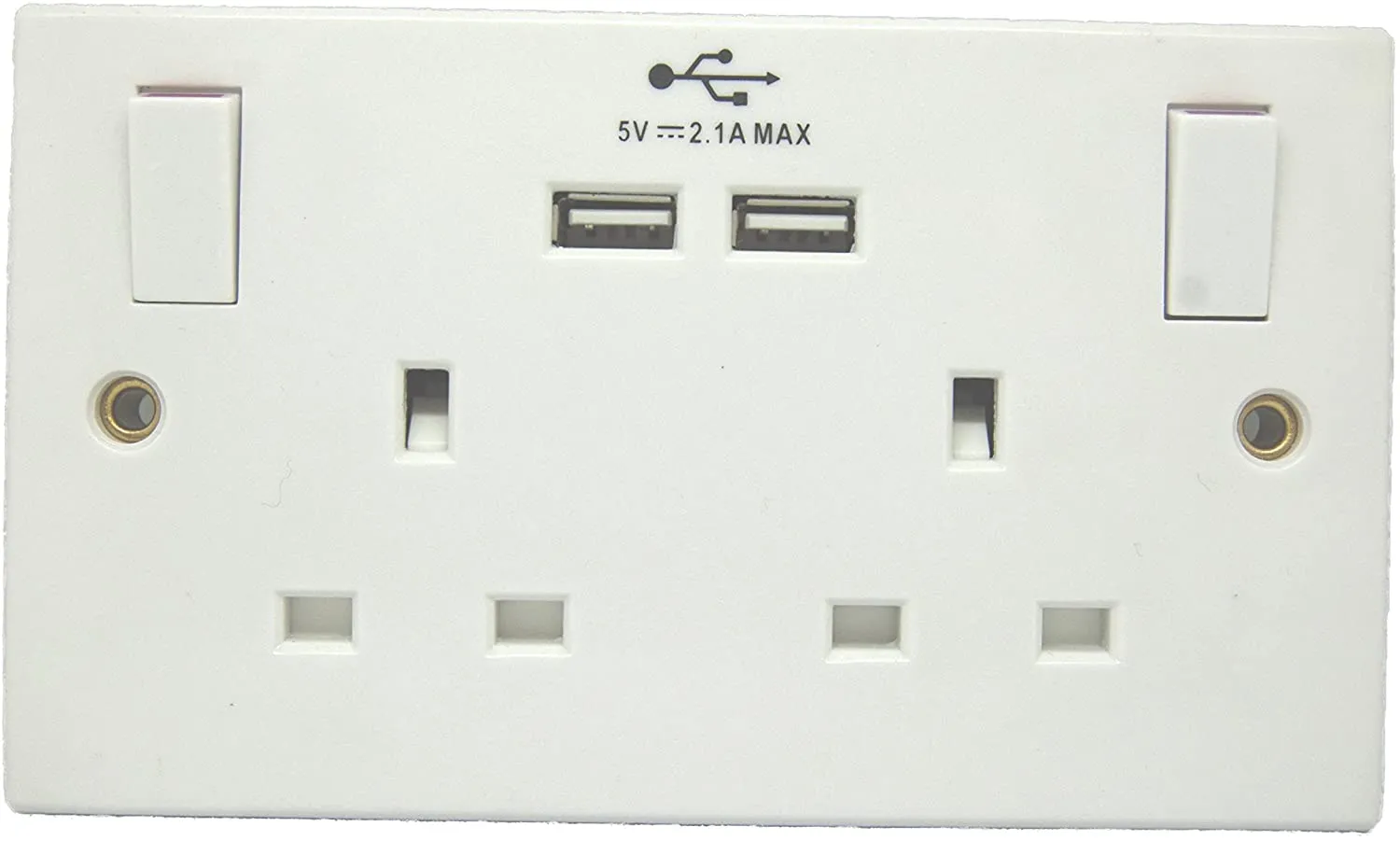 Tools House Double Wall Socket with 2 USB Charger