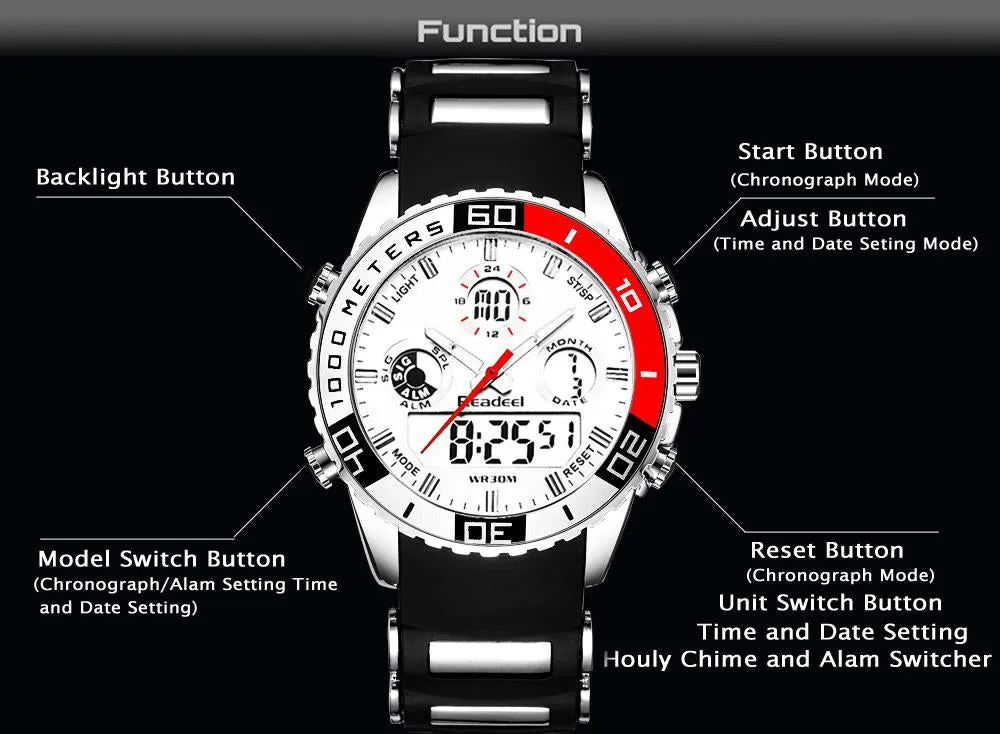 Top Brand Luxury Rubber LED Digital Men's Quartz Watch Sports Army Military Wrist Watch