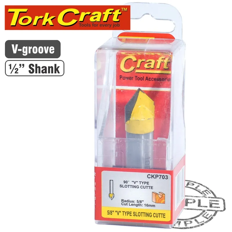 TORK CRAFT ROUTER BIT V GROOVE 90 DEGREE 5/8' CKP703