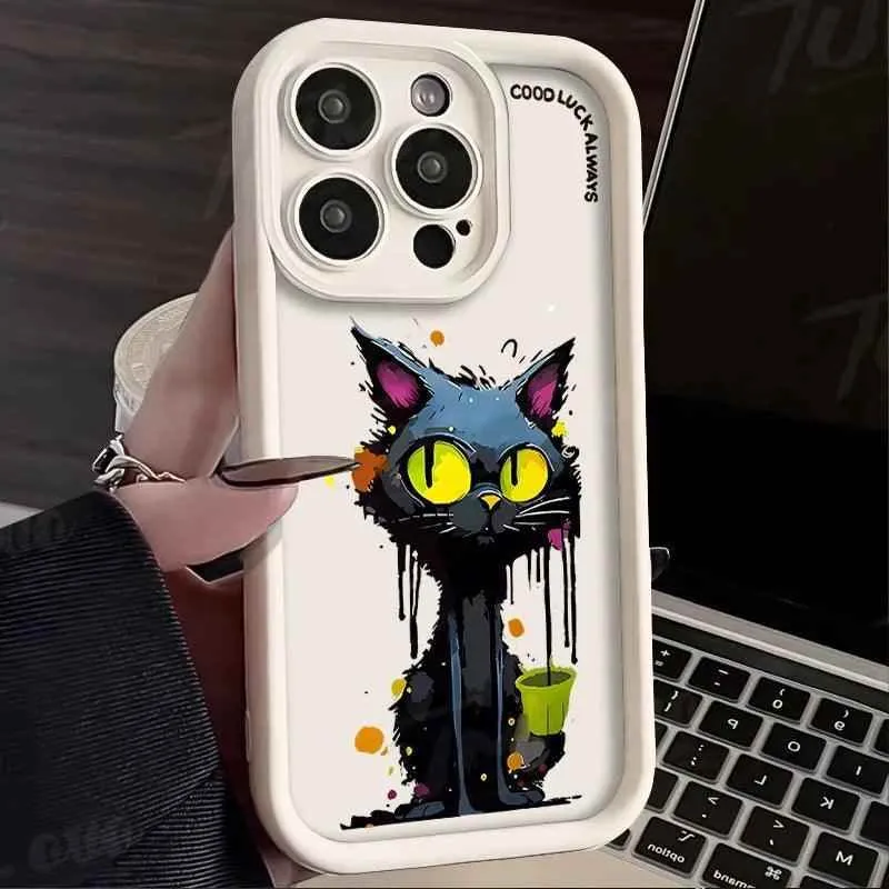 TSP193 Cute Phone Cases For iPhone 15, 14, 13, 12, 11 Pro Max, XS, XR, X, 8, 7 Plus, SE2, 14Pro, and 15Pro - Funny Cat Pattern