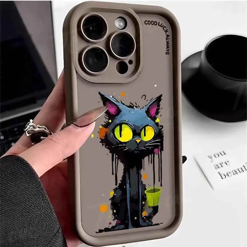 TSP193 Cute Phone Cases For iPhone 15, 14, 13, 12, 11 Pro Max, XS, XR, X, 8, 7 Plus, SE2, 14Pro, and 15Pro - Funny Cat Pattern