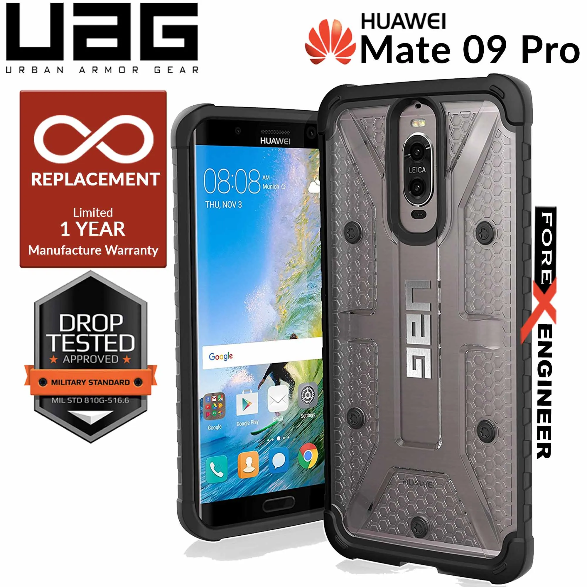 UAG Plasma for Huawei Mate 9 Pro - Feather-Light Rugged Military Drop Tested - Ice color