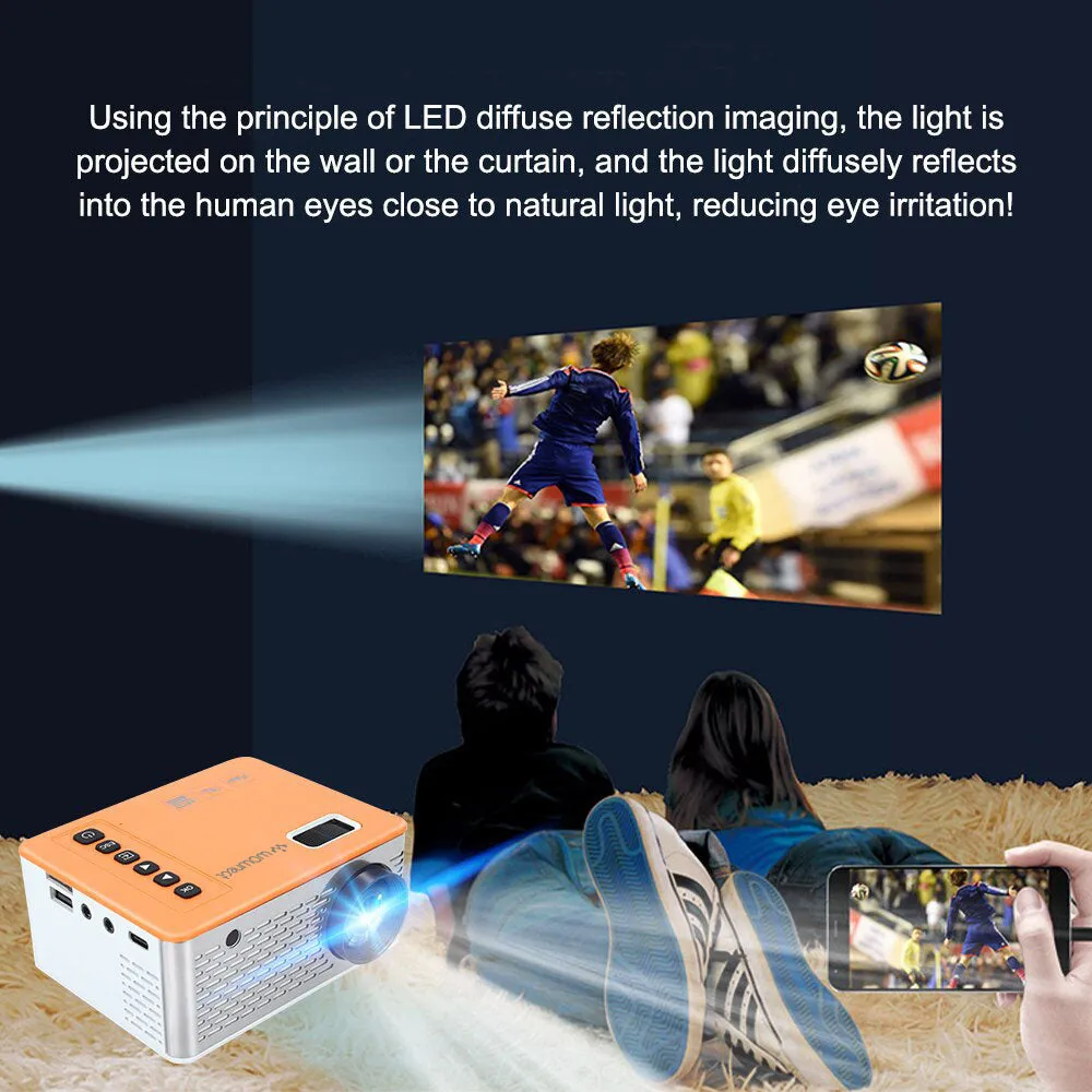 UC28D Portable Mini Projector [LED Lamp 10 ANSI Lumens] Home Education Projector HD [1920x1080 Max Resolution] [USB / TV / AV Ports Included]