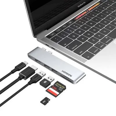 Ugreen USB C Hub Adapter for MacBook Pro and MacBook Air - Gray/Silver