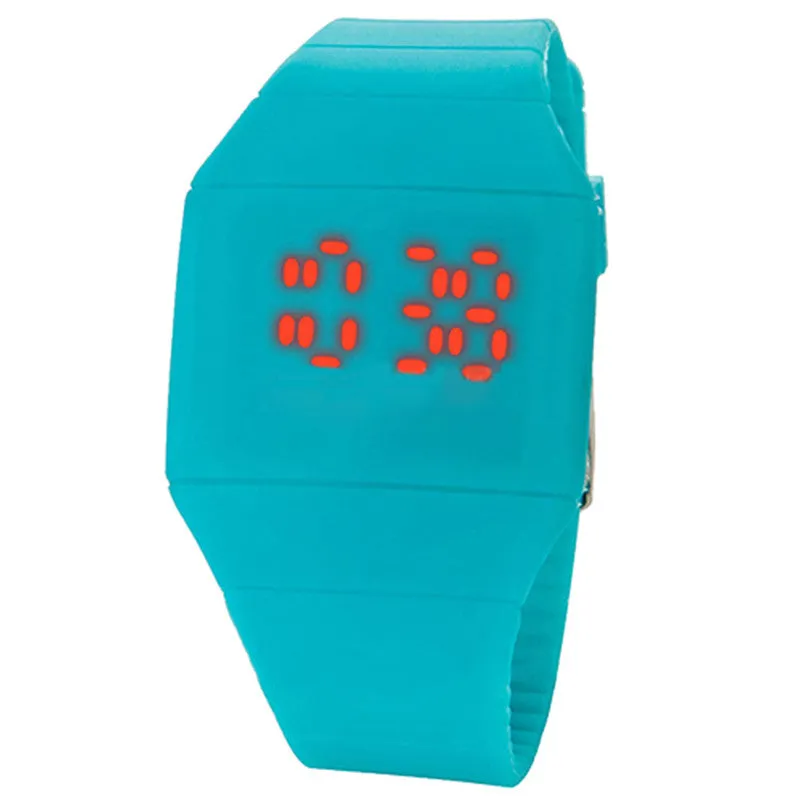 Unisex Watch Red LED Digital Square Rubber Band Men & Women Led Wrist Watch