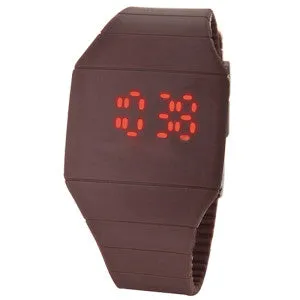 Unisex Watch Red LED Digital Square Rubber Band Men & Women Led Wrist Watch