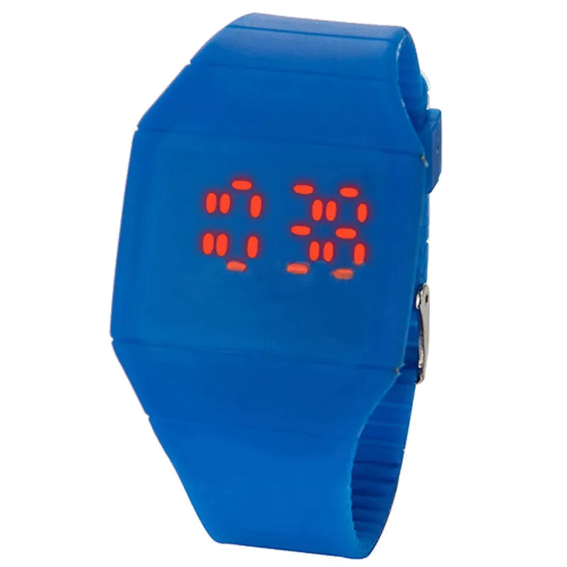 Unisex Watch Red LED Digital Square Rubber Band Men & Women Led Wrist Watch