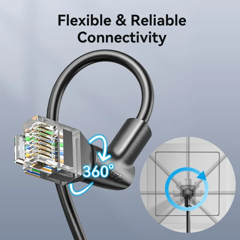 Vention Cat6A UTP 10Gbps High-Speed Ethernet Patch Cable with 500MHz Bandwidth and Right Angle Rotating RJ45 Connectors for Computers and Network Devices PC Laptop Wi-Fi Access Point Router and more