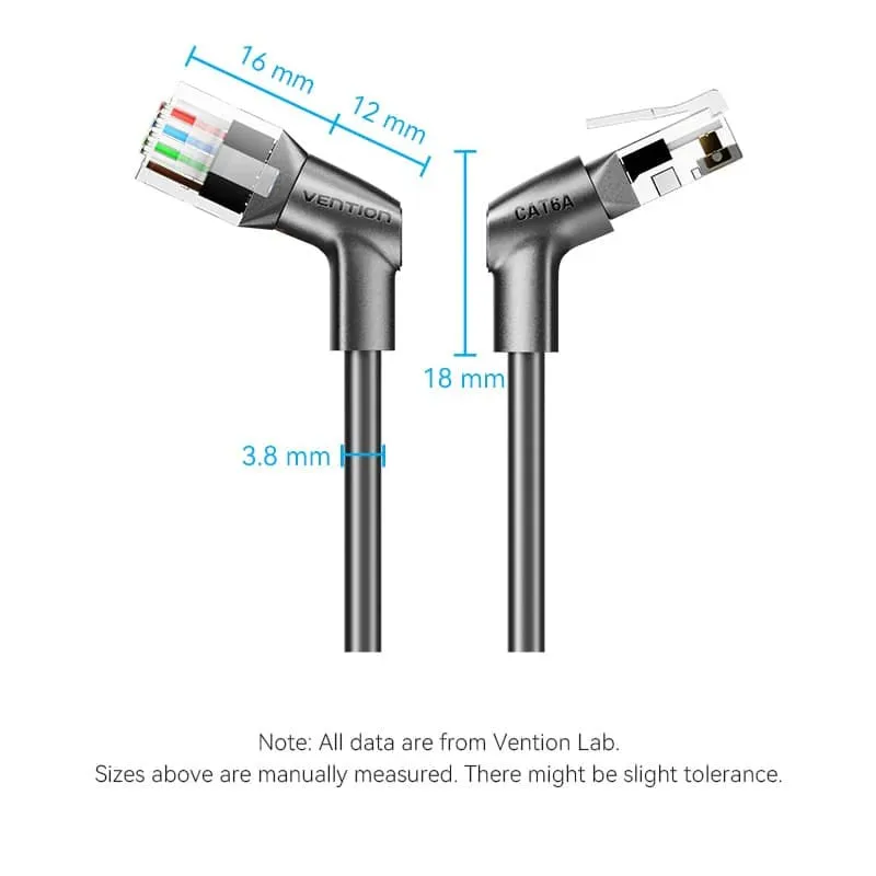 Vention Cat6A UTP 10Gbps High-Speed Ethernet Patch Cable with 500MHz Bandwidth and Right Angle Rotating RJ45 Connectors for Computers and Network Devices PC Laptop Wi-Fi Access Point Router and more