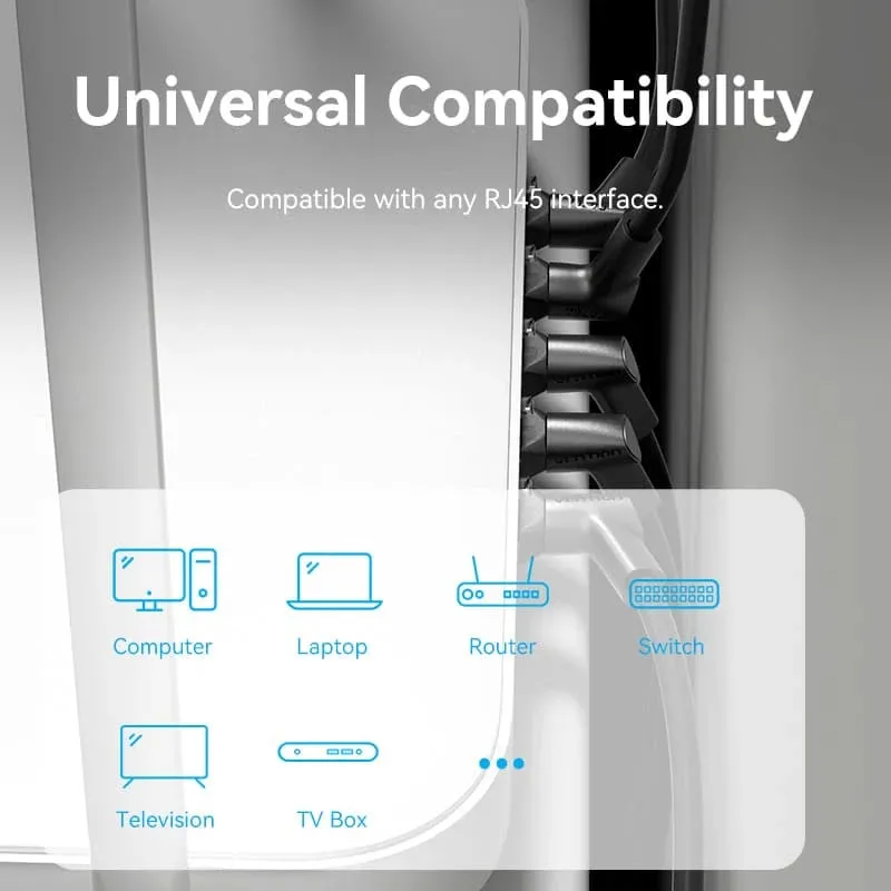 Vention Cat6A UTP 10Gbps High-Speed Ethernet Patch Cable with 500MHz Bandwidth and Right Angle Rotating RJ45 Connectors for Computers and Network Devices PC Laptop Wi-Fi Access Point Router and more