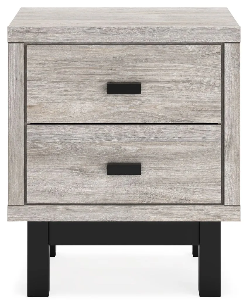 Vessalli - Black / Gray - Two Drawer Nightstand