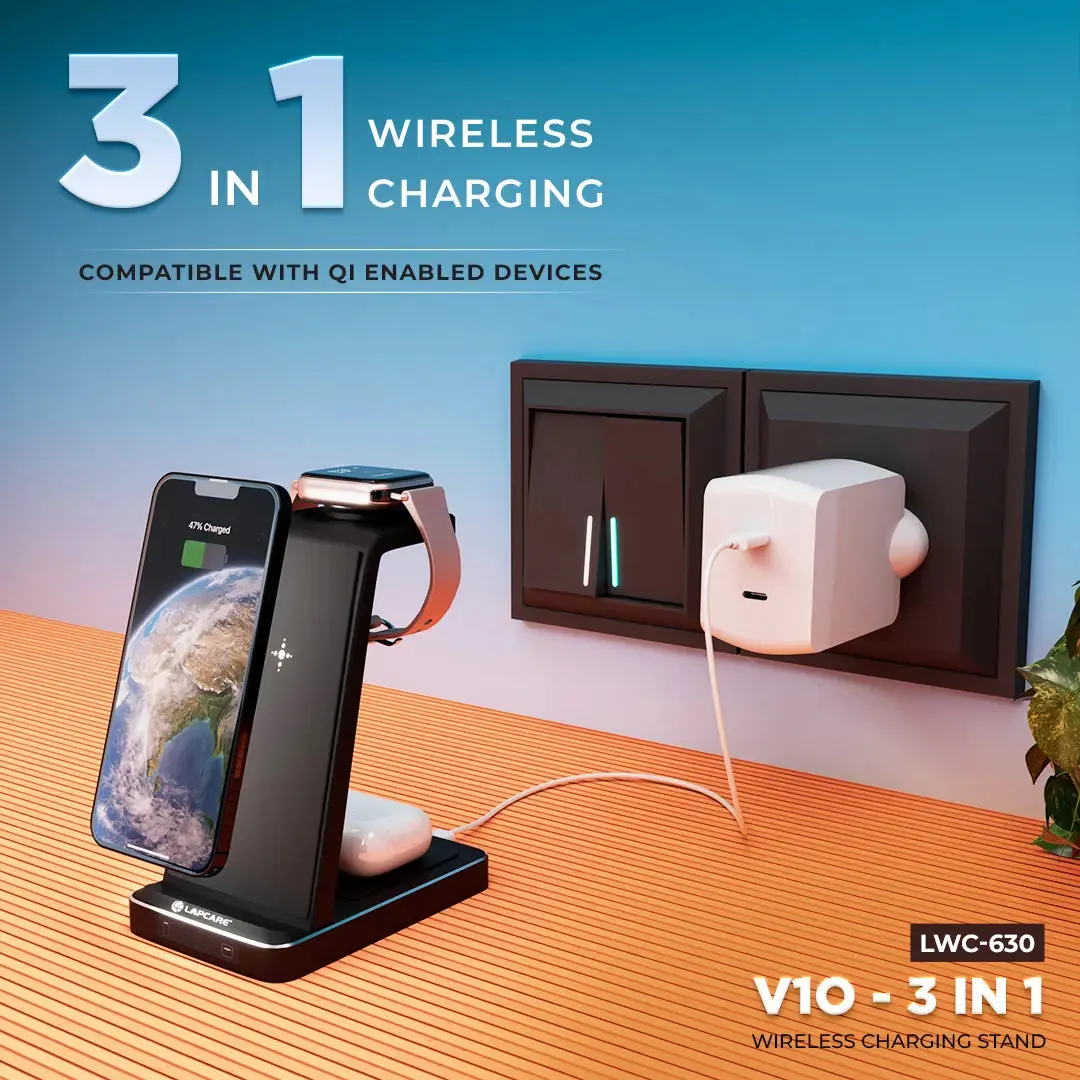 VIO 3 IN 1 Wireless Charging Stand With Multiple Protection (LWC-630)