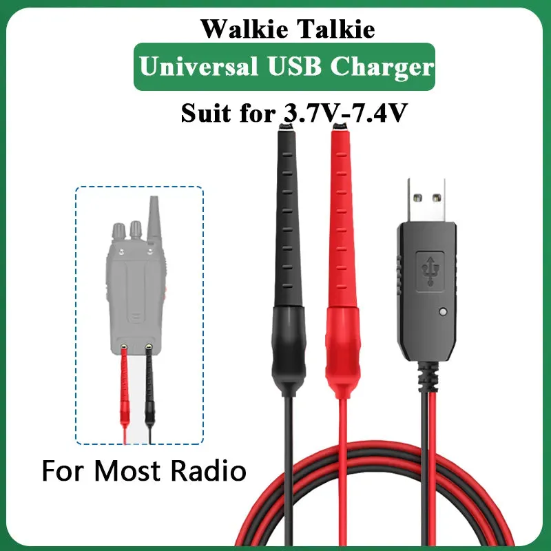 Walkie Talkie Universal USB Charger Cable 3.7V-7.4V For UV-K5 Baofeng TYT KENWOOD WOUXUN Radio UV-16 UV-5R Battery Accessories