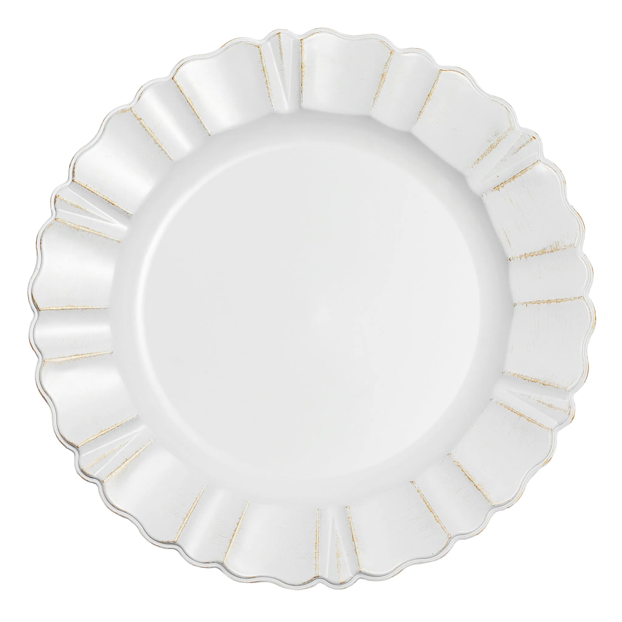 Waved Scalloped Acrylic 13" Charger Plate - Gold & White