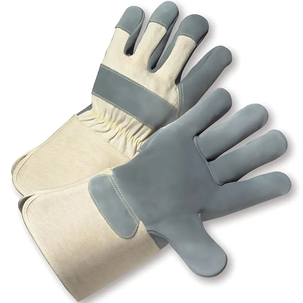 West Chester 800-AAA/M Premium Grade Split Cowhide Leather Palm Glove with Canvas Back - Rubberized Gauntlet Cuff