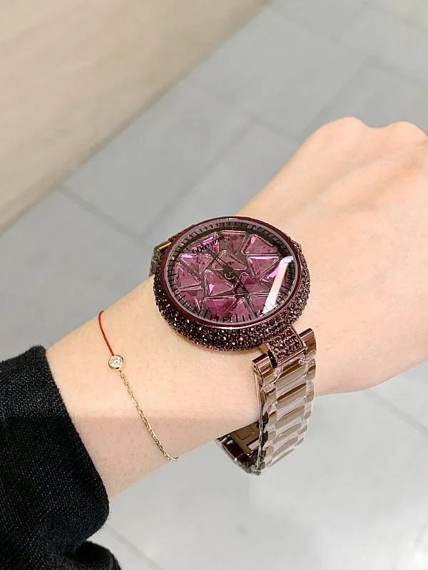 Women's Watch Shining&Colorful Triangle Pattern dial stainless steel strap elegant watch