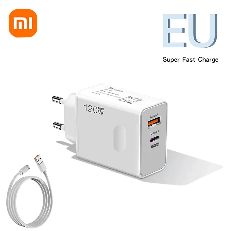 Xiaomi 120W Fast Charger USB 3.0 Type-C PD Cable Fast Charging Quick Charge Adapter For iPhone Samsung Xiaomi Pixel Cellphones