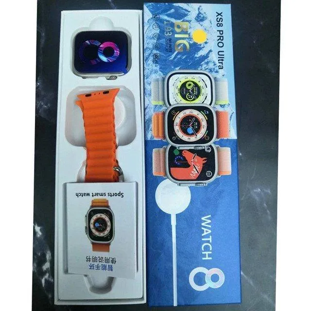 XS8 Pro Ultra Smart watch, Series 8 Big Screen 193 infinite Display - Orange